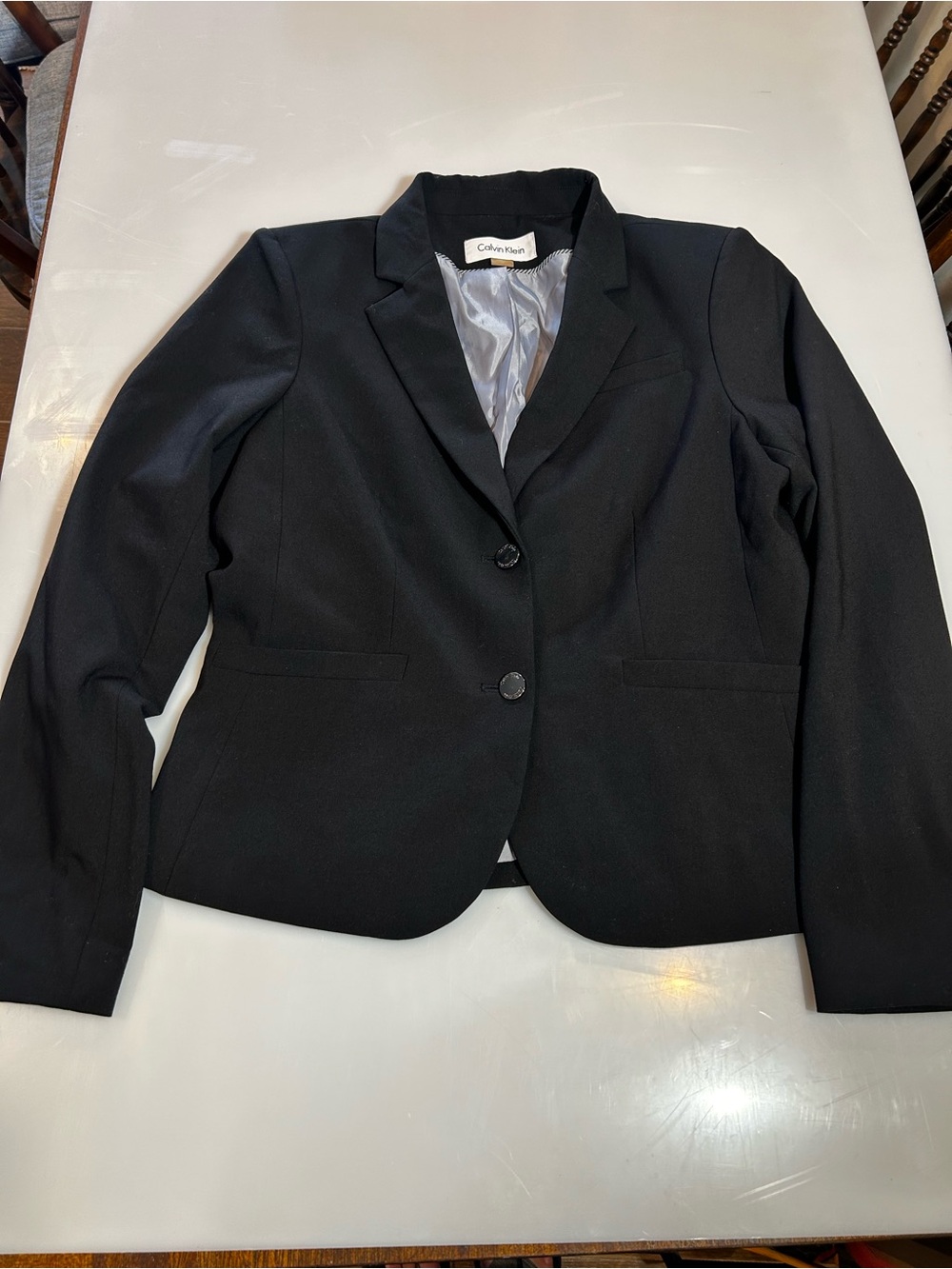 Calvin Klein Classic Black Two-Button Blazer Jacket - Size 10